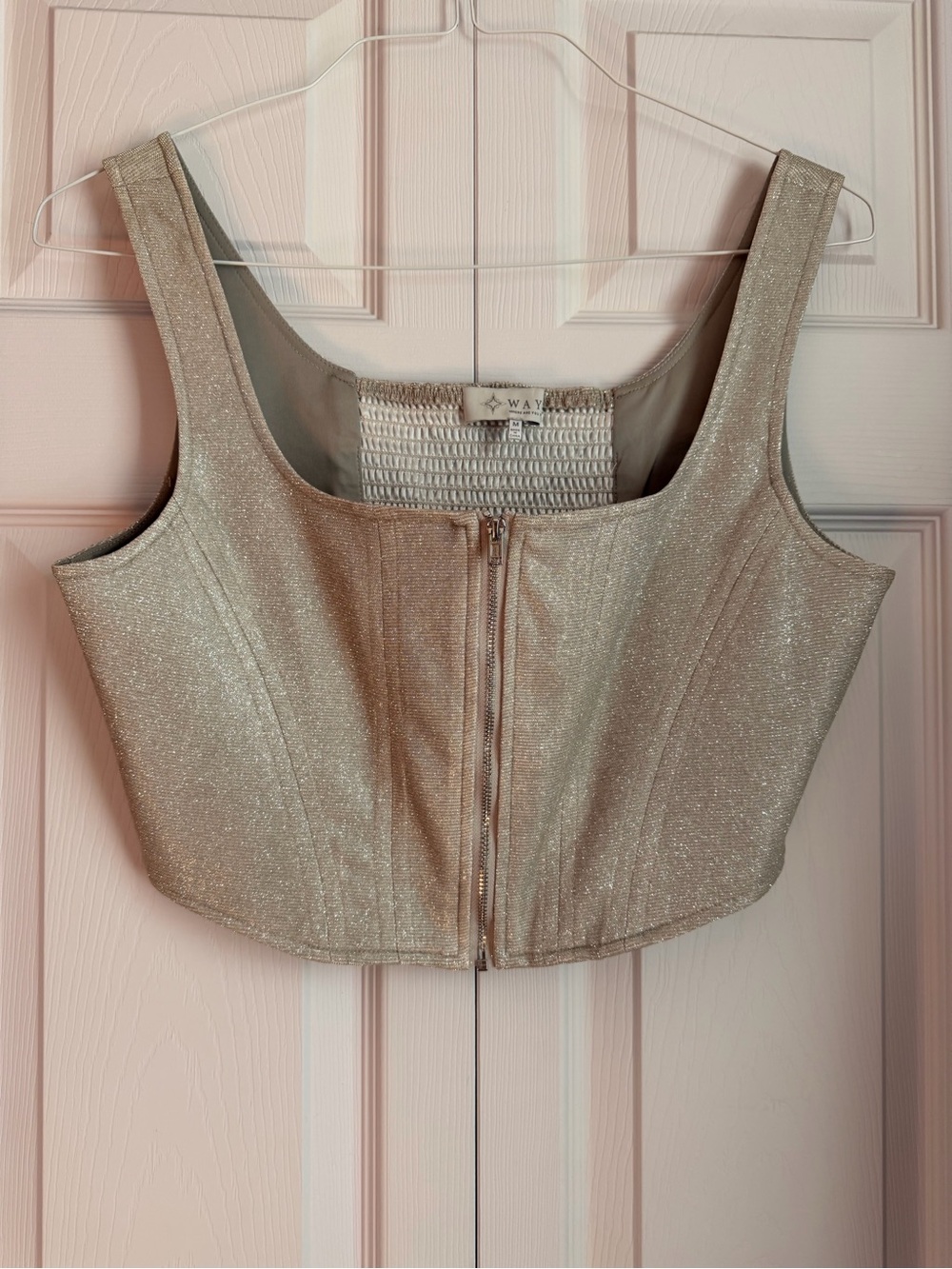 Wayf Metallic Zip-Front Corset Tank - Picture 2 of 4